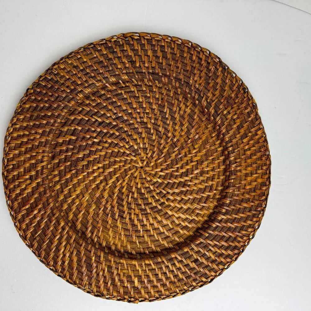 Boho Round Rattan Wicker Charger 12.5